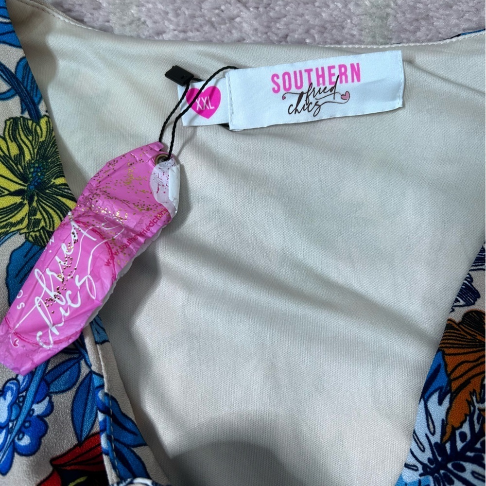 NWT Southern Fried Chics Floral Print Romper Size XXL Tropical Cruise - Picture 3 of 9